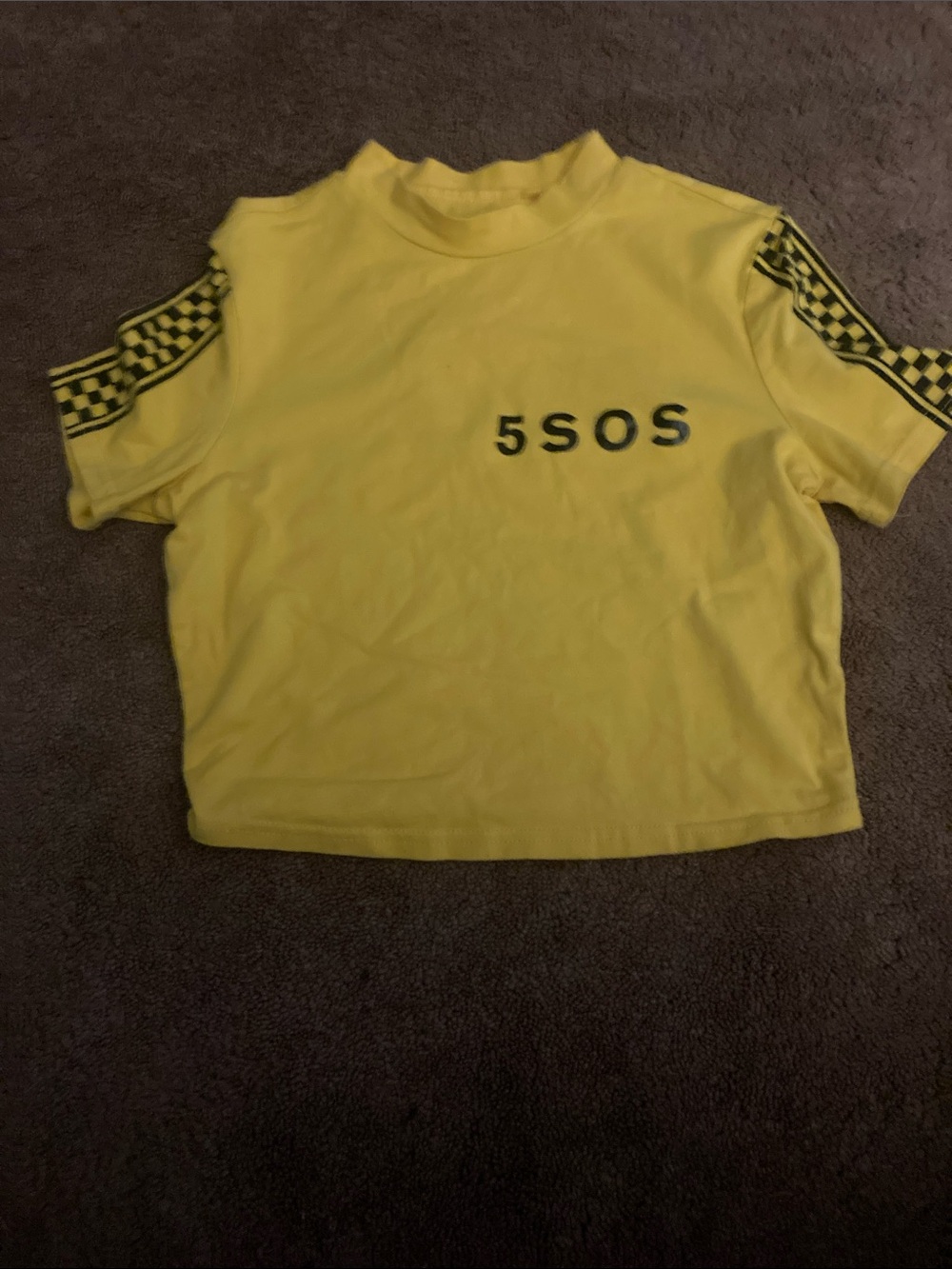 5sos yellow and black crop shirt